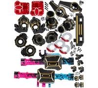 RC Upgrades Part for 1/10 TRX4,ARRCat Brass Front Rear Portal Axles,Diff Covers,Axle Mount,Caster Blocks C Hub Carrier,Inner & Outer Portal Cover Housing,Hex Hub w/Red Diff Covers,Colorful(Blue Pink)