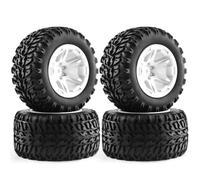 Rc Upgrades Spare For MJX For Hyper Go H16 16207 16208 16209 16210 1/16 RC Car 1set 105mm Diameter Rubber Wheel Tire Tyre With 12mm Hex(White)