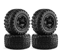 Rc Upgrades Spare For MJX For Hyper Go H16 16207 16208 16209 16210 1/16 RC Car 1set 105mm Diameter Rubber Wheel Tire Tyre With 12mm Hex(Black)