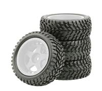 Rc Upgrades Spare For Tamiya For WLtoys For HPI For HSP For Arrma 1/10 Scale Flat For Rally Tyre 75mm Wheel Rims Tires Set 12mm Hex RC Car Parts(WHITE)