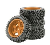 Rc Upgrades Spare For Tamiya For WLtoys For Hpi For Hsp For Arrma For Buggy 1/10 Flat For Rally Tyre 75mm Wheel Rims & Tires Set 12mm Hex RC Parts(Chocolate)