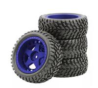Rc Upgrades Spare For Tamiya For WLtoys For Hpi For Hsp For Arrma For Buggy 1/10 Flat For Rally Tyre 75mm Wheel Rims & Tires Set 12mm Hex RC Parts(Blue)