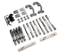 Rc Upgrades Spare For WPL C14 C24 C24-1 C54 1/16 RC Car Metal For Chassis Link Rod Pull Rod Mount Shock Absorber Drive Shaft Set Upgrade Parts(Gray)