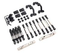 Rc Upgrades Spare For WPL C14 C24 C24-1 C54 1/16 RC Car Metal For Chassis Link Rod Pull Rod Mount Shock Absorber Drive Shaft Set Upgrade Parts(Black)