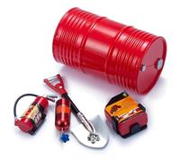 RC Upgrades Spare Parts For 1/10 Oil Drum For Mini Shovel For Fire Extinguisher Nitrogen Bottle 5PCS RC Car Decorations Set RC Crawler Tools(Red)