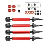 RC Upgrades Spare Parts For Arrma 3S Big For Rock V2 For Granite For Senton For Vorteks 1/10 4pcs Metal Front Rear Drive Shaft CVD Driveshaft Upgrade Parts(Red)
