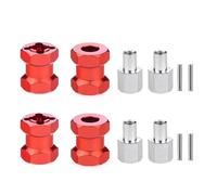 RC Vehicles Parts For Axial Scx10 D90 For Tamiya For MST 1/10 rc Car Crawler 4Pcs Thickness 15mm/20mm/25mm/ Extension Parts 12mm Hex Wheel Hubs(Red,15mm)