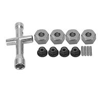 RC Wheel Hex Adapter Set, 12mm Wheel Hex Hub Adapter 7mm Thick M4 Flange Lock Nuts Cross Wrench Set Compatible with 1/10 RC Car(Titanium)