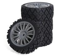 RC Wheel Rim Tyre Compatible With Tamiya For TT-01 For TT-02 TT01E XV01 XV02 1/10 RC For Rally Car Parts 4PCS 68 * 28mm Rubber Wheels Tires Set(Gray)