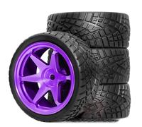 RC Wheel Rim Tyre Compatible With Tamiya For TT01 For TT02 XV01 TA06 A959 PTG2 For HPI For KYOSHO PTG2 1/10 RC Car Parts Tyres Aluminum Wheels OD 2.56" 4pcs(Purple)