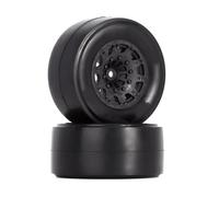 RC Wheel Rim Tyre For Slash For 2WD For Losi 22S For DR10 2.2/3.0 Inch Rear Drag For Racing Belted Wheel Tires 2PCS Black For 1/10 RC Truck Car(DRT-001B)