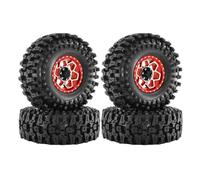 RC Wheel Rim Tyre For Tamiya For Axial For SCX10 90046 D90 For HPI For TRX4 R98 1/10 1.9 Rubber Tires And Metal Wheel 12mm Hex RC Crawler Car Parts Replacement(Red)