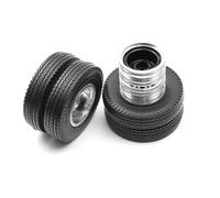 RC Wheel Tires Rims For Tamiya 1/14 Wheel Tires Complete Set Metal Front Rear Wheel Hub Rubber Tyre RC Trailer Tractor Truck Car Parts(2Pcs Rear)