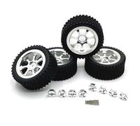 RC Wheel Tires Rims For Wltoys 144001 144010 144016 144018 124008 124019 For MJX 14301 14302 4pc 70mm Metal Wheel Rim Tire Tyre Set RC Car Upgrade Parts(Silver)