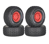 RC Wheels Rims Compatible With Arrma For Mini For MOJAVE For GROM 1/14 RC Car Upgrade Parts Accessories 65mm Rubber Tires 12mm Hex Wheel Tyres(Red)