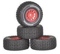 RC Wheels Rims Compatible With Arrma For Mini For MOJAVE For GROM 1/14 RC Car Upgrade Replacement Parts Accessories 65mm 12mm Hex Hub RC Tires Wheel(Red)