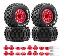 RC Wheels Rims For ARRMA Big For Rock For Granite For Senton For VORTEKS 3S For Traxxas For Slash For Stampede MX28 1/10 2.8" Tires 12mm/14mm Hex Adapter(Red)