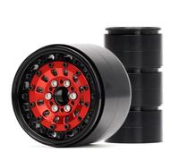 Rc Wheels Rims For Axial For Traxxas For Wraith For TRX4 For TRX6 For SCX10 II RR10 1/10 4Pcs 2.2 Heavy Beadlock Alloy -4/-14MM Negative Offset Wheel Rim Hub RC(Red)