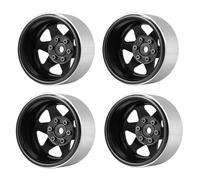 Rc Wheels Rims For Axial For TRX4 For SCX10 90046 UTB18 W1948 1/10 4Pcs 8.9mm Metal 1.9" Beadlock Wheel Rim Deep Dish Hub RC Crawler Car Parts Accessories(Black)