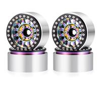 Rc Wheels Rims For Axial For Wraith For SCX10 For TRX-4 D90 1/10 4Pcs Aluminum 1.9 Inch Beadlock Wheel Rims 30mm RC Crawler Car Upgrade Parts Replacement(Colorful)
