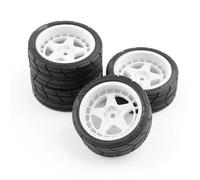 RC Wheels Rims For Tamiya For TT01 02 For XV01 For TA06 For PTG-2 For HPI For WR8 /10 RC Car Upgrades Parts 4Pcs 1/10 RC Car Tires On Road Tyre Wheel(White)