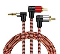 RCA Cable, Youii 3.5mm to 2-Male RCA Right Angle Adapter Audio Cable [Hi-Fi Sound] [Heavy Duty] Nylon-Braided Auxiliary AUX Y Cord for Stereo Receiver Speaker HDTV MP3 Player Echo Dot & More. (10m)