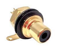 RCA Phono Chassis Panel Mount Socket, Gold Plated Connector, Black Colour Coding