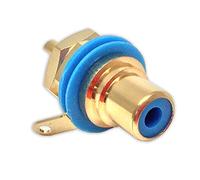 RCA Phono Chassis Panel Mount Socket, Gold Plated Connector, Blue Colour Coding