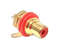 RCA Phono Chassis Panel Mount Socket, Gold Plated Connector, Red Colour Coding
