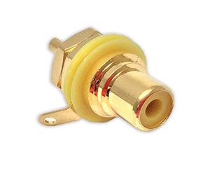 RCA Phono Chassis Panel Mount Socket, Gold Plated Connector, Yellow Colour Coding
