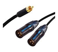 RCA Phono Split into 2 Dual Neutrik Male XLR Cable. Splitter Duplicator Lead 3m+ (1m, Black)