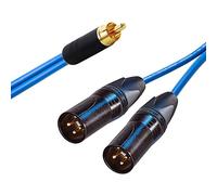 RCA Phono Split into 2 Dual Neutrik Male XLR Cable. Splitter Duplicator Lead 3m+ (50cm, Blue)