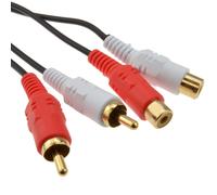 kenable RCA Phono Extension Cable 2 Male to 2 Female Gold Plated Audio Lead for HiFi Amplifier Speaker TV DVD Sky Box 2m Black