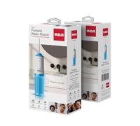 RCA Portable Water Flosser - Rechargeable Cordless Flosser for Teeth Cleaning with 3 Pressure Levels, 360° Rotary Nozzle & 4 Tips - Electric Water Pick for Adults, and Gum Care (Blue)
