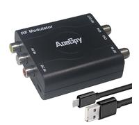 RCA RF Coaxial Modulator VHF Converter CVBS Adapter w/Antenna in/out & Channel Switch for DVD Blu-ray Player DVR VCRs Satellite Set-top Cable Box PS2 PS3 Xbox AV Video to F Type Analog Coax NTSC TV