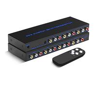 RCA Switch Box 4 in 3 Out: 4 Way AV Splitter 3 Output with Remote Control for Audio Video Distribution, RCA Splitter Switcher Composite Video L/R Audio Selector Box for DVD STB Game Consoles