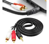 RCA to 3.5mm Aux Cable, 1.5m Phono to 3.5mm Headphone Jack Adaptor RCA Cables Gold-Plated Aux Audio Splitter, Red and White Aux Cable, Hi-Fi Speaker Car Amplifier, TV Phone Laptop Mixer DVD Controller