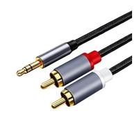 RCA to 3.5mm Cable 2M, Gold-Plated Phono to 3.5mm Jack Stereo Lead Audio Cable Red and White Aux Cord, 3.5 to RCA Y Splitter Compatible with Hi-Fi Amplifier Speaker Turntable TV Car Phone DJ Control