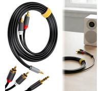 RCA to 3.5mm Cable, 2RCA to Aux Stereo Lead with Gold-Plated Connectors, Red and White Phono to Mini Jack Y Splitter for Hi-Fi Amplifier Speaker TV DJ Controller Turntable Car Phone Laptop, 2M