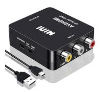 RCA to HDMI 1080P Converter - compatible with PS1, PS2, Wii, SNES, N64, Xbox, DVD, VHS, VCR - AV to HDMI Converter, Supports PAL/NTSC - 1080P Output with USB power cable