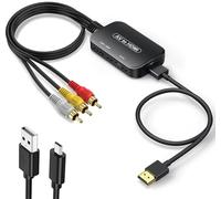 RCA to HDMI Adapter, AV to HDMI 3RCA CVBs Composite Video Audio Converter Adapter for TV Stick/Roku/Apple TV/PC/Laptop/Xbox/HDTV/DVD (with hdmi Cable & USB Cable)