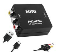RCA to HDMI Converter, AV to HDMI Adapter, 1080P Mini RCA Composite CVBS Video Audio Converter Adapter, Mini Adapter with USB Power Cable, Supporting PAL/NTSC, for TV/PS2/ Xbox/STB/VCR/VHS/DVD-Player