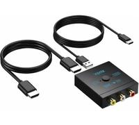 RCA to HDMI Converter with HDMI Cable, 1080P AV to HDMI Converter Plug & Play Mini Composite CVBS Audio Video Adapter Supports PAL/NTSC for Wii, PS2, Xbox, N64, VHS, VCR, PC, Retro Gaming on Smart TV