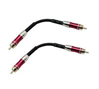 RCA to RCA Audio Cable Short;Seadream 2Pack 1RCA Male to 1RCA Male Stereo Audio Cable Converter,Preamp Jumpers Male to Male Patch Cable 8 inch (Black+Rose)