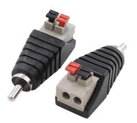 RCA to Speaker Wire Adapters 2 Pack - Spring Press Balun Phono Plug Connectors for CCTV, Home Audio & Subwoofer | Gold Plated RCA Male to AV Screw Terminal Adapter | Premium Audio Video Conversion
