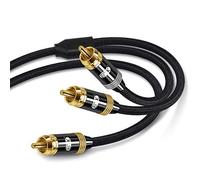 RCA Y-Adapter Stereo Audio Cable,EMK Subwoofer/Coaxial Audio Cable Superb Sounds Quality for Gold-Plated Connectors (2M, RCA Male to 2RCA Male Audio Cable, Black)