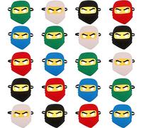 Rcanedny 20 Pieces Kids Ninja Masks Felt Elastic Cartoon Mask for Boys Girls Halloween Costume Party Supplies Ninja Theme Birthday Favors