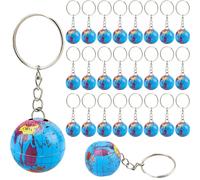 Rcanedny 26 Pcs Mini Globe Keychains Small Earth Globe Keychain World Keychain Bulk for Backpack Birthday Earth Day Party Favors School Educational Tool