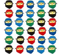 Rcanedny 30 Pcs Kids Ninja Felt Mask Costume Ninja Masks Elastic for Kids Birthday Gifts Halloween Ninja Theme Party Supplies