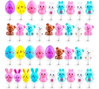 Rcanedny 37 Pcs Easter Jumping Popper Bunny Bear Egg Basket Fillers for Easter Goodie Bags Gifts Party Favors Supplies Treasure Box Prizes
